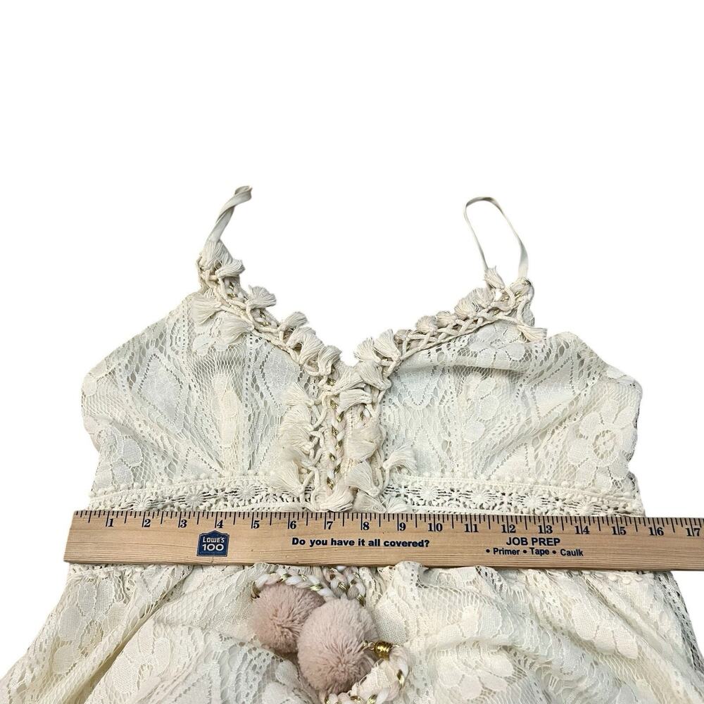 Cupshe Astrid High Low Lace Dress Large Tassled Boho Vacation Cream Casual Beach - Picture 12 of 12